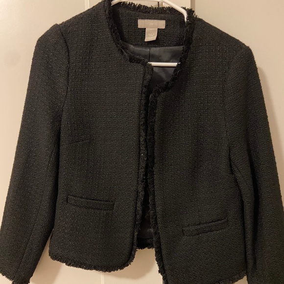 H&M Black Tweed Blazer | Size 4 - Picture 1 of 4